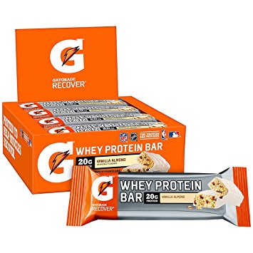 Gatorade Whey Protein Recover Bars, Vanilla Almond, 2.8 ounce bars (12 Count)