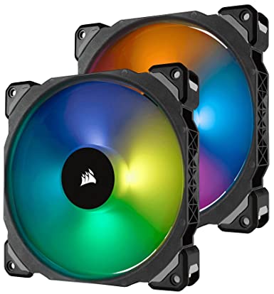 Corsair CO-9050078-WW 140 mm Premium Magnetic Levitation RGB LED Fan - Black (Pack of 2)