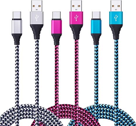 USB C Cord, 3Pack 6ft FiveBox Fast USB Type C Cable Phone Charger Charging Cord for Samsung Galaxy S9 S8 Plus Note 9 8, LG V20 G5 G6, Google Pixel XL, Moto Z/Z2, Nexus 6P 5X, ZTE Zmax Pro/Blade/Axon 7