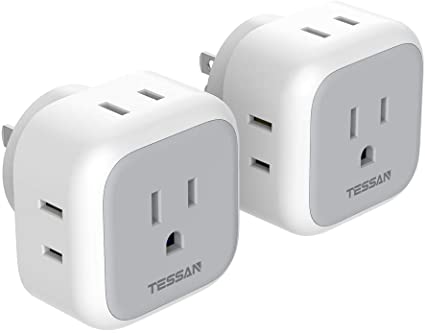 Multi Plug Outlet Extender, TESSAN Mini Multiple Power Outlet Splitter with 4 Electrical Outlets, Wall Multiplug Expender for Travel Home Dorm Cruise Ship Essential, 2-Pack