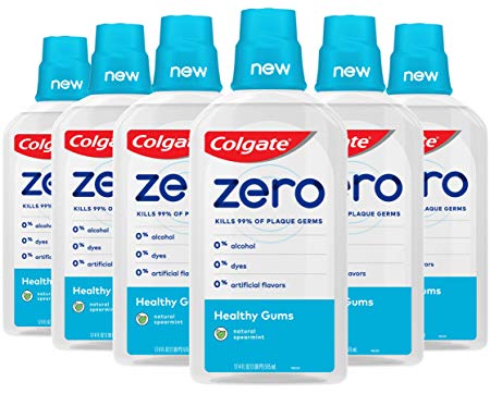 Colgate Zero for Healthy Gums Alcohol Free Mouthwash, Natural Spearmint - 515 mL, 17.4 fluid ounce (6 Pack)