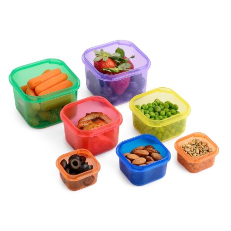Meal Prep Haven 7 Piece Multi-Colored Portion Control Container Kit with Guide