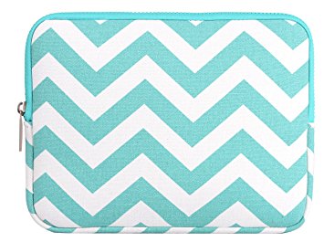 Mosiso Chevron Style Canvas Fabric Sleeve Case Bag Cover for iPad Air 1,2/iPad 4,3,2/Note Tablets, Hot Blue