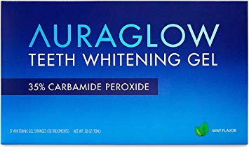 AuraGlow Teeth Whitening Gel Syringe Refill Pack, 35% Carbamide Peroxide, (3) 5ml Syringes