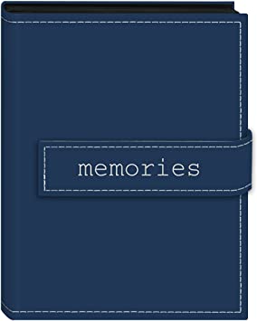 Pioneer Photo Albums 36-Pocket 4 by 6-Inch Embroidered "Memories" Strap Sewn Leatherette Cover Photo Album, Mini, Blue