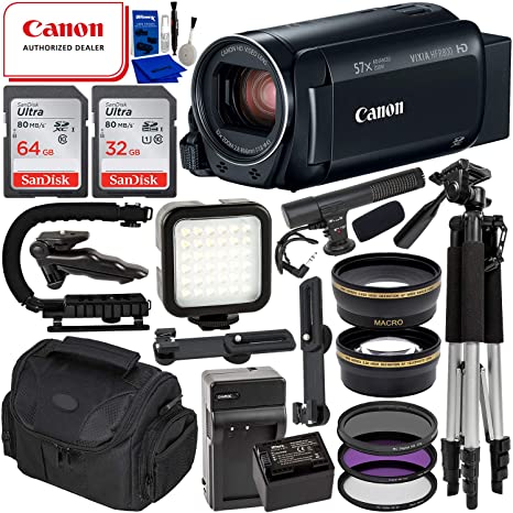 Canon VIXIA HF R800 Camcorder (Black) & 14PC Deluxe Accessory Bundle - Includes: SanDisk Ultra 64GB & 32GB SD Memory Cards   Extended Life BP727 Replacement Battery   Mini Condenser Microphone   More