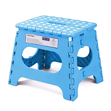 Acko 11Inch Folding Step Stool - The Lightweight Stool is Sturdy Enough to Support Adults and Safe Enough for Kids. Opens Easy with One Flip. Great for Kitchen, Bathroom, Bedroom, Kids or Adults.Blue