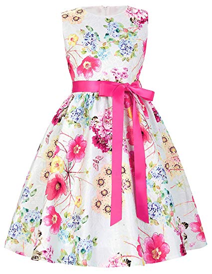 GRACE KARIN Girls Casual Flared Floral Swing Dresses