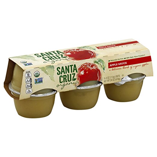 Santa Cruz Organic Apple Sauce, 4-Ounce Cups, 6 Count (Pack of 4)