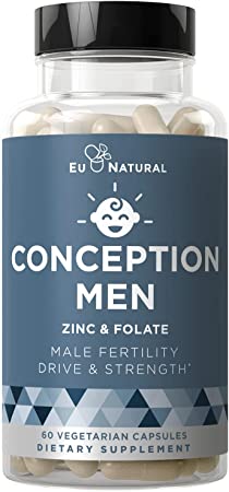 Conception Men Fertility Vitamins – Male Optimal Count, Motility Strength, Healthy Volume Production – Zinc, Folate, Ashwagandha Pills – 60 Vegetarian Soft Capsules