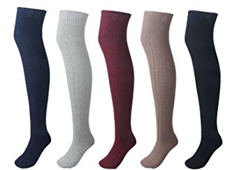 Women Over the Knee High Lengthen Cotton Blend Boot Socks Stockings Pack