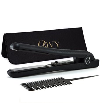 Envy Professional 1.25" Ceramic Ionic Flat Iron Hair Straightener Fast Heating Time Includes Professional Comb and Heat Resistant Travel Case Worldwide Dual Voltage 110v - 220v (Black)