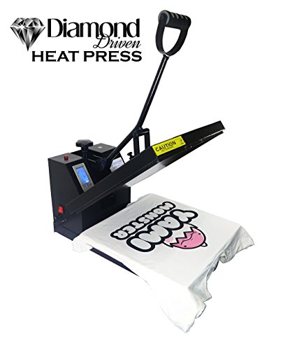 Heat Press T Shirt Professional Thermal Transfer Quality Industrial LED Triple Digital Display Machine Rosin Clamshell 15" x 15" Black NEW UPGRADED VERSION - CE Approved