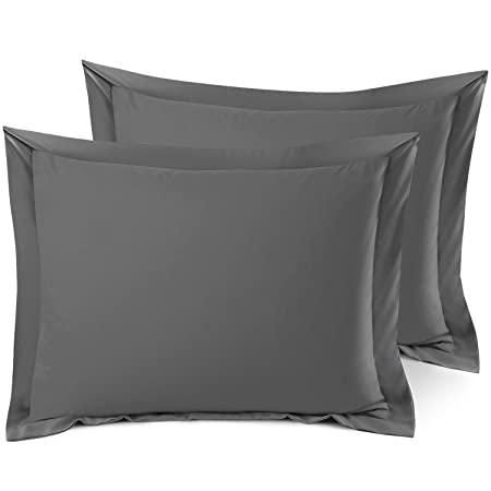 Nestl Bedding Soft Pillow Shams Set of 2 - Double Brushed Microfiber Hypoallergenic Pillow Covers - Hotel Collection Premium Bed Pillow Cases, Standard - Gray