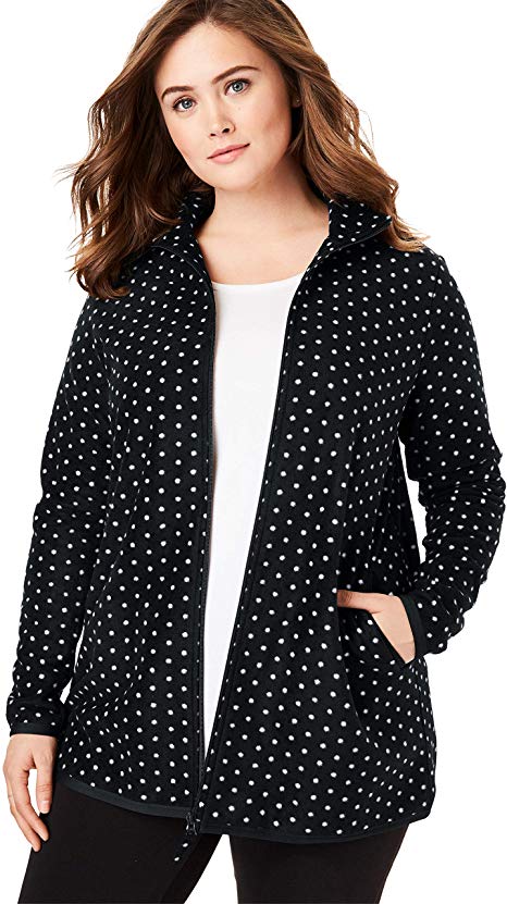 Woman Within Women's Plus Size Zip-Front Microfleece Jacket