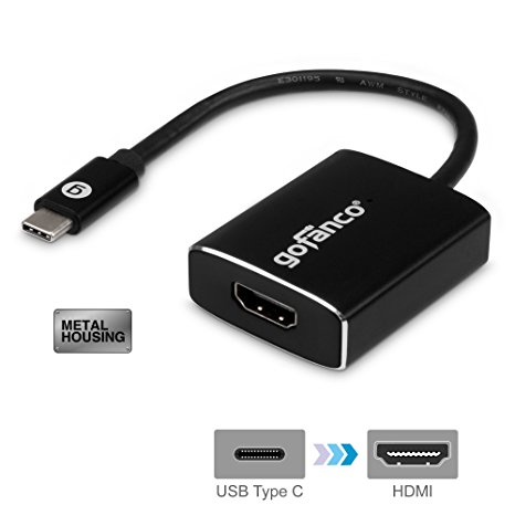 USB C to HDMI 2.0 4K 60HZ, gofanco USB Type C to HDMI 2.0 Adapter Sturdy Metal Housing Thunderbolt 3 to HDMI Compatible Supports UHD 4K @ 60Hz, “DisplayPort Alternate Mode” via USB-C Required