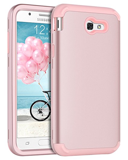 Galaxy J7 2017 Case, BENTOBEN Heavy Duty Shockproof Slim 3 Layers Hybrid Hard PC Soft Silicone Protective Phone Cover for Samsung Galaxy J7 V 2017 / J7 Prime / J7 Perx / J7 Sky Pro / Halo, Rose Gold