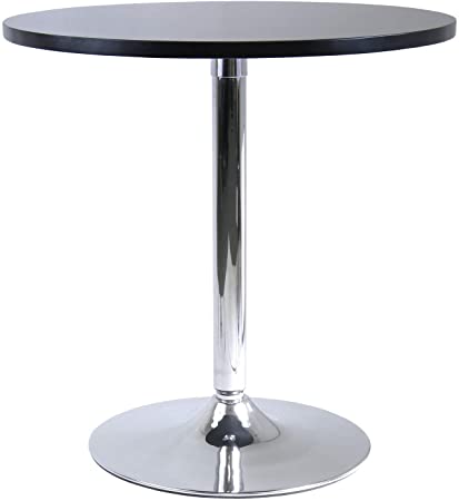 Winsome Wood 29-Inch Round Dining Table, Black with Metal Leg