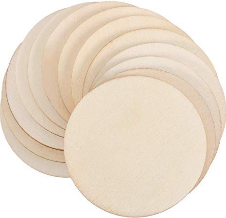 Boao 100 Packs 2 Inch Round Disc Unfinished Wood Circle Wood Pieces Wooden Cutouts Ornaments for Craft Supplies, Decoration, Laser Engraving Carving