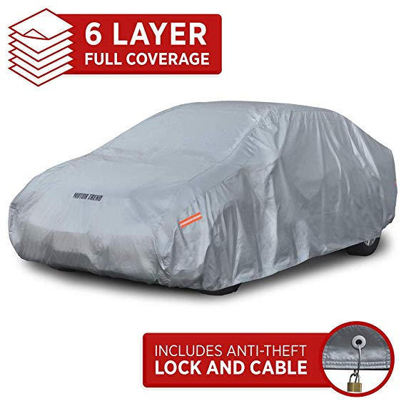 Motor Trend M5-CC-3 L (7-Series Defender Pro-Waterproof Car Cover for All Weather-Snow, Wind, Rain & Sun-Ultra Heavy 6 Layers-Fits Up to 190")