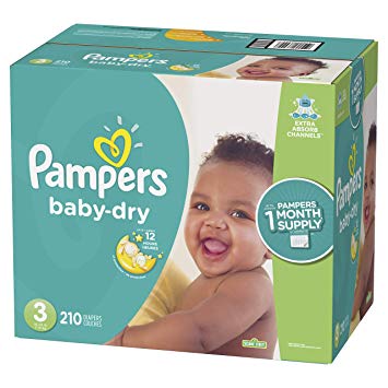 Pampers Baby Dry Disposable Baby Diapers, Size 3, 210 Count, ONE MONTH SUPPLY