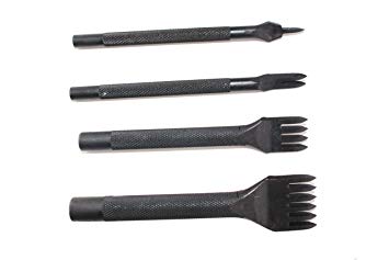 Leather Prong Punch Set,Knoweasy 1/2/4/6 Prong 4mm 4/25 Inch Leather Stitching Chisel Set, Leather Stitching Chisel