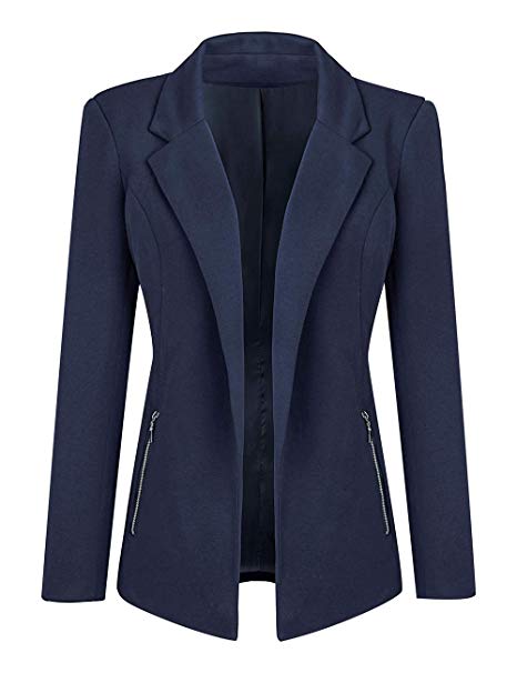 Luyeess Women Casual Long Sleeve Open Front Cardigan Office Work Zip Blazer Suit