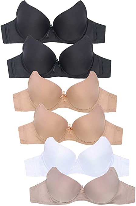 MaMia Women's Full Cup Push Up Lace Bras (Pack of 6)