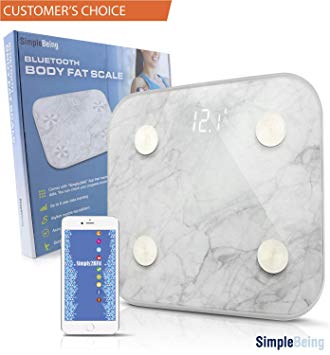 Simple Being Bluetooth Body Fat Scale, Smart Wireless Digital Bathroom Weighing Scale 400LB Capacity, Measures Weight, Water, Muscle Mass, BMI, Bone Mass, Visceral Fat, Calorie, with iOS, Android App