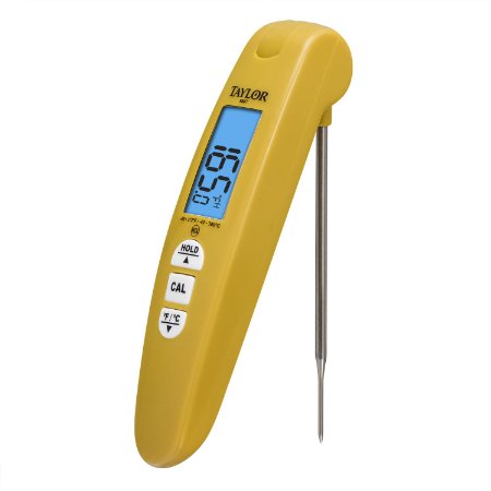 Taylor Precision Products Digital Turbo Read Thermocouple Thermometer with Folding Probe, Yellow