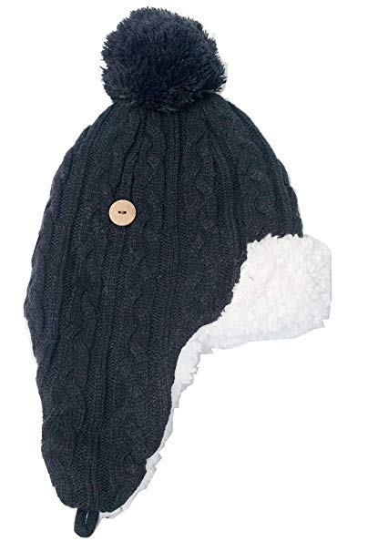 Fleece Knitting Toddler Kids Winter Earflap Beanie Hat Boy Pompom Knit Hats