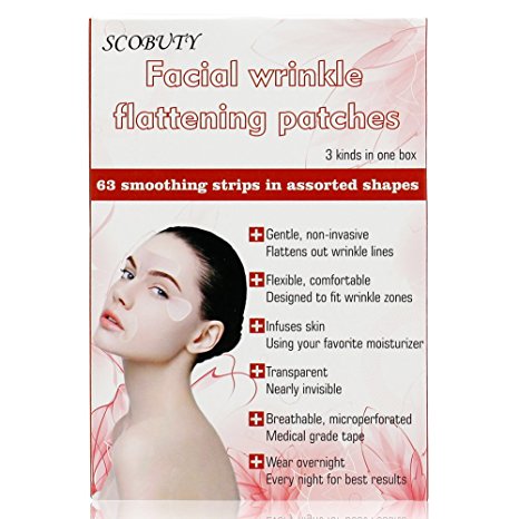 Facial Wrinkle Patches, Facial Wrinkle Remover Strips, Facial Wrinkle Flattening Patches, Rapid anti-wrinkle treatment, Triangle - Forehead, Around Eyes & Lips (Anti-Wrinkle Patches/Face Tape)