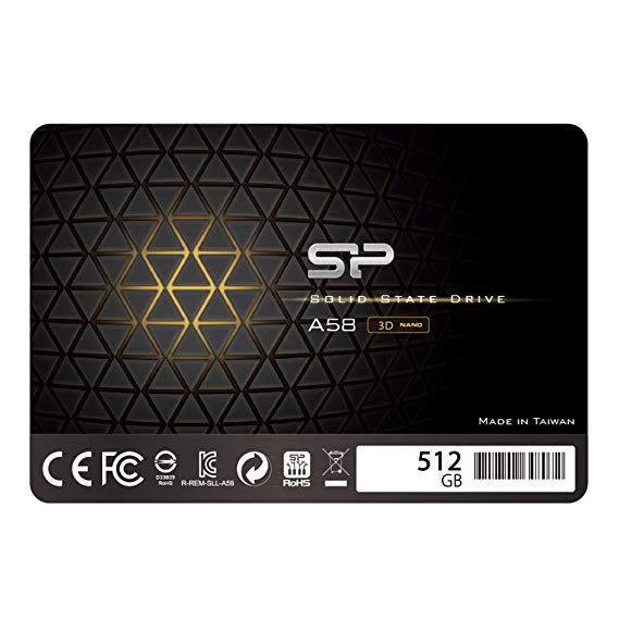 Silicon Power 512GB-SSD 3D NAND A58 SLC Cache Performance Boost SATA III 2.5" 7mm (0.28") Internal Solid State Drive (SP512GBSS3A58A25AF)