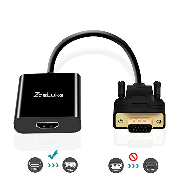 ZasLuke HDMI to VGA Converter Adapter, HDMI Female to VGA Male Converter with 3.5mm Audio Jack and Micro USB Power Cable for TV Stick, Xbox 360, PS4, Roku, Laptop and More(Only from HDMI to VGA)