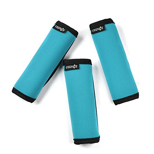 Cosmos ® 3 PCS Aqua Blue Color Comfort Neoprene Handle Wraps/Grip/Identifier for Travel Bag Luggage Suitcase