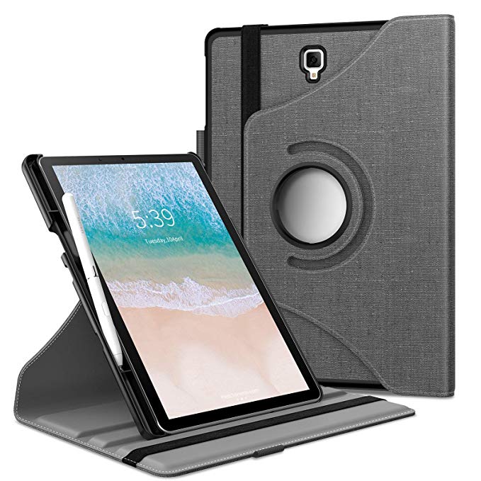 Infiland Galaxy Tab S4 Case, Rotating Cover with S Pen Holder Compatible with Samsung Galaxy Tab S4 10.5 inch(SM-T830/SM-T835) 2018, with Auto Sleep/Wake Function,Gray