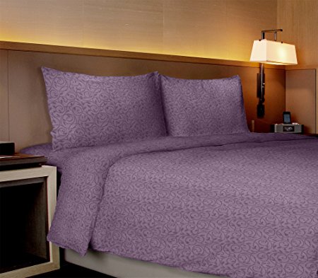 Home Dynamix Willow Collection 4-Piece Bed Sheet, King, Vines, Purple