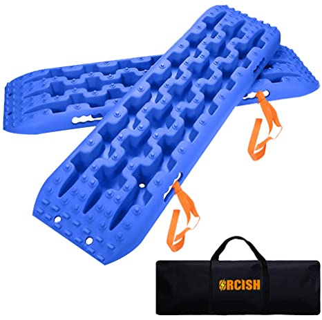 ORCISH Recovery Traction Boards Tracks Tire Ladder for Sand Snow Mud 4WD(Set of 2) Blue