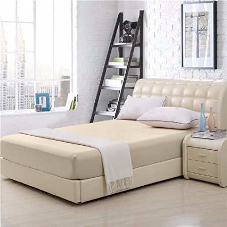 Elaine Karen 100% Cotton Fitted Bed Sheet - Queen Size - Cream