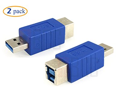 Conwork 2Pack Super Speed USB 3.0 A Male to B Female Coupler Type A Extender Adapters For Printer Scanner
