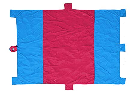 BISON OUTFITTERS Sand Escape Portable Compact Beach and Outdoor Blanket - 7x9 feet Largest, Made from Ripstop Parachute Nylon with 6 Sand Anchors, 1 Valuables Pocket and 1 Carry Pouch
