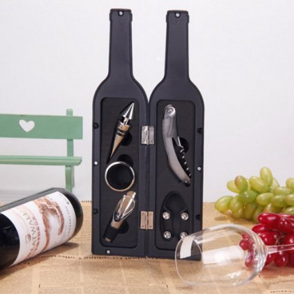 Vina® 5 Pcs/set Deluxe Wine Bottle Opener Accessories Gift Set - Wine Bottle Opener, Wine Stopper, Wine Drip Ring, Wine Foil Cutter and Wine Pourer