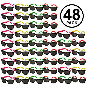 Funny Party Hats Sunglasses In Bulk - 48 Pack - Neon Party Sunglasses - Sunglasses Pack - Party Favors