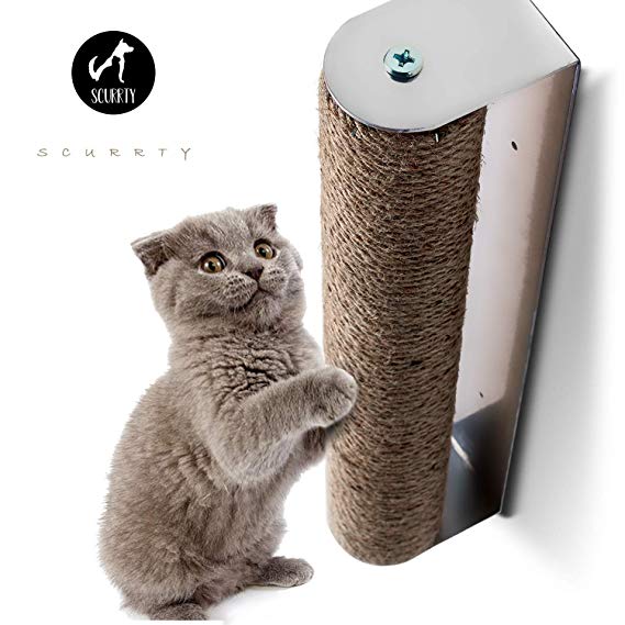 Scurrty Wall Mounted Cat Scratching Post Replaceable Natural Sisal Suitable for Most Wall Types 3.6 x 2.8 x 17.8 in