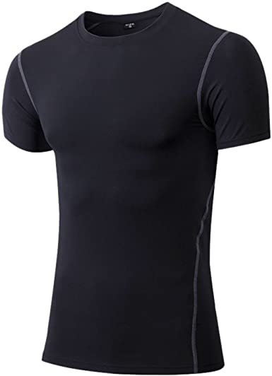 Panegy Men Compression Short Sleeve Shirts Moisture Wicking Fitness Workout Gym Tops