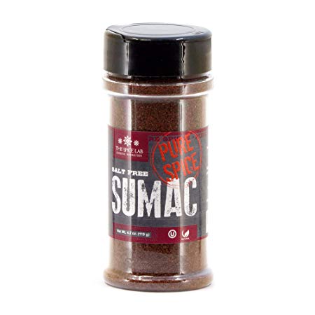The Spice Lab Ground SALT FREE Seasoning Sumac (4.2 oz Shaker Jar) - All Natural OU Kosher Non GMO Gluten Free Mediterranean Spice - Ground Sumac Spice