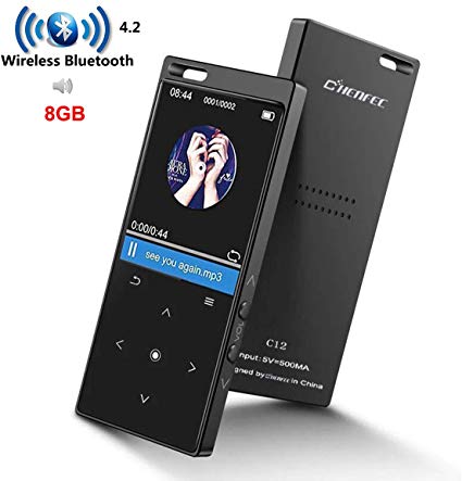 Portable MP3 Player with Bluetooth,8G Lossless Hi-Fi Sound MP3 Music Players with Touch Button/1.8TFT Screen, Built in Loud Speaker, FM Radio, Voice Recorder, Expandable up to 128 GB
