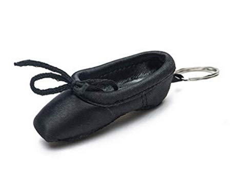WENDYWU Fashion Ballet Shoes Key Chain Ballrian Pointe Shoes Car Bag Chain for Girls and Womens (Black)