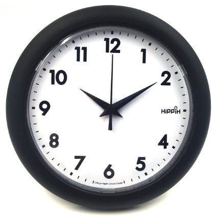 Hippih 10" Silent Quartz Decorative Wall Clock Non-ticking Black 249-A