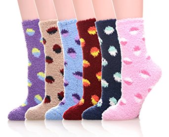 MIUBEE Premium Soft Warm Microfiber Fuzzy Winter Slipper Home Socks 3-6 Pairs